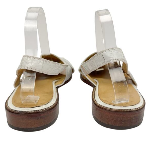 Studio Belvedere White Eel Leather Slingback Sandals 9 Western‎ Hand Made Unique main image 5